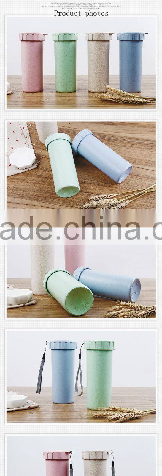 Eco-Friendly CE / EU 400 ML wheat stalks style simple portable drink cup with cover
