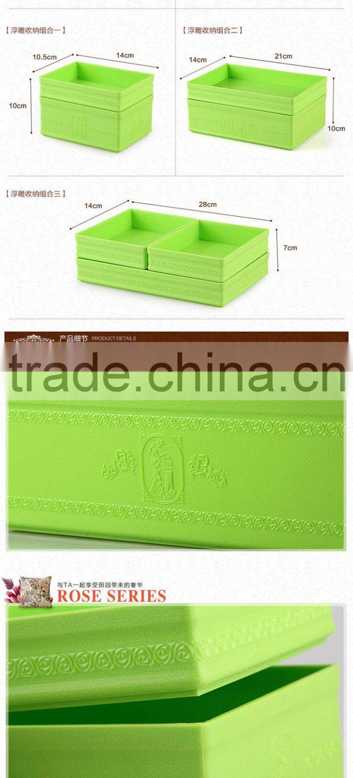 elegant embossed jewelry storage case desktop stuff organizer package of 2pcs-Green