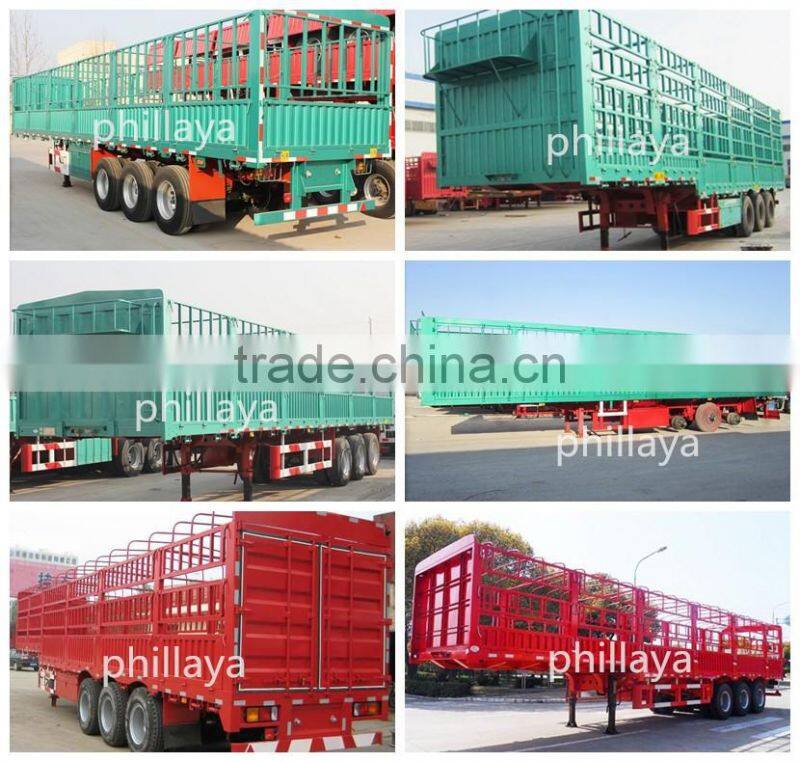 Step wise type gooseneck store house bar trailers/stake animal transport truck steel cage trailer
