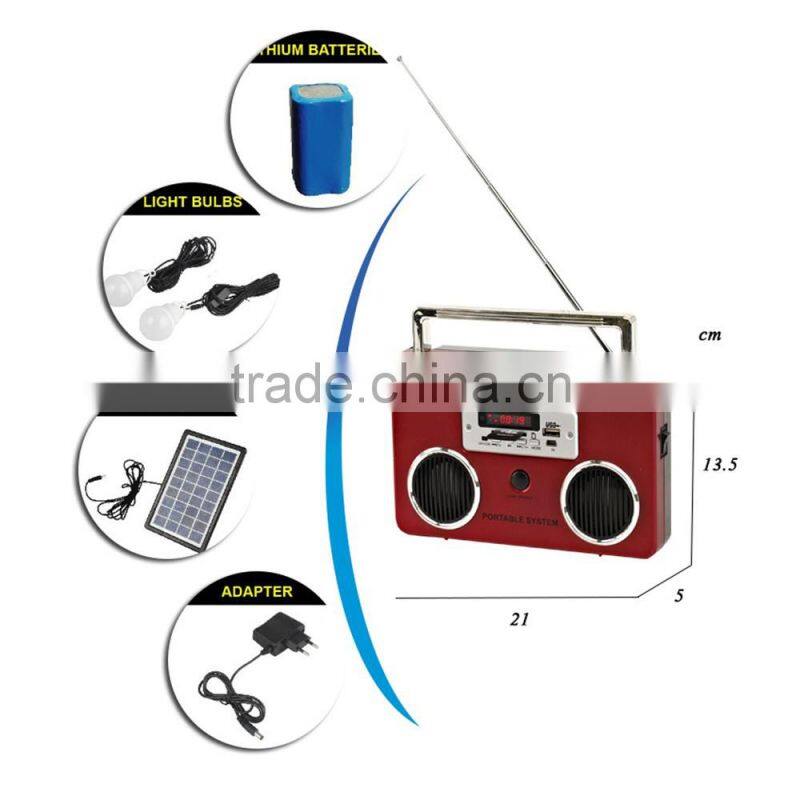 Solar Charge Portable FM Radio With Music Player And Light
