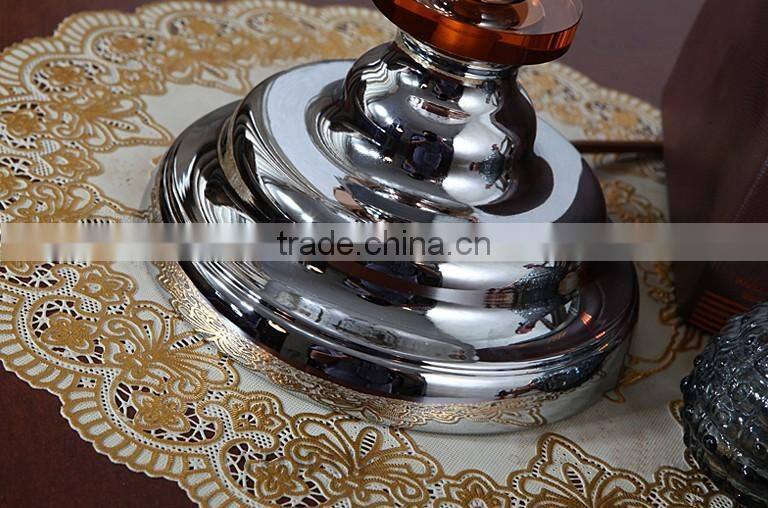 Living room bedroom lamp flower pattern glass and crystal table lamp with lampshade