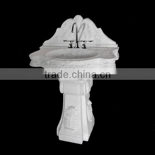 White Marble Stone Bathroom Pedestal Sink