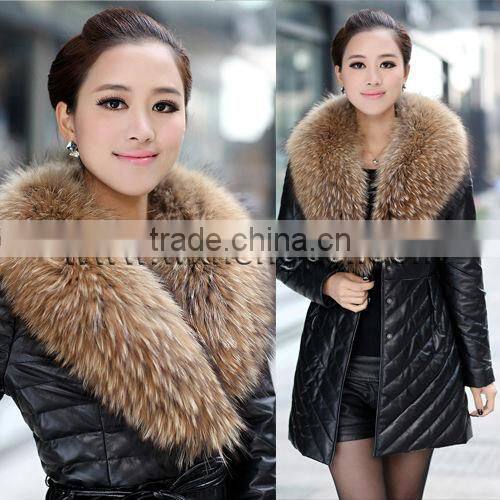 Genuine Leather Down Overcoat Jacket