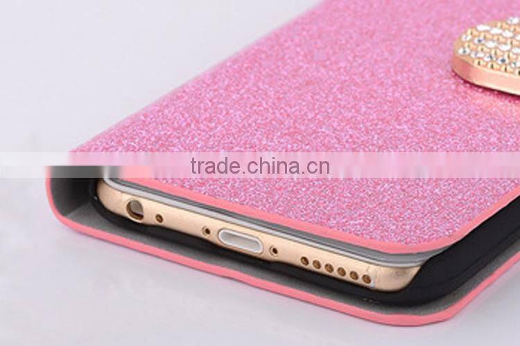 New arrival glitter leather case, phone case with card slot for iPhone6 6S