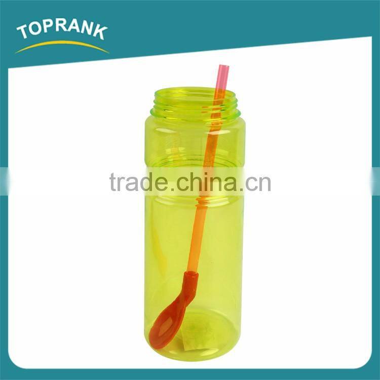 6pcs BPA free drinking straw ice cream spoon reusable plastic straw spoon