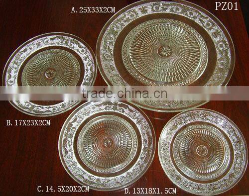 ZIBO hot selling differernt sizes clear glass dinner plate