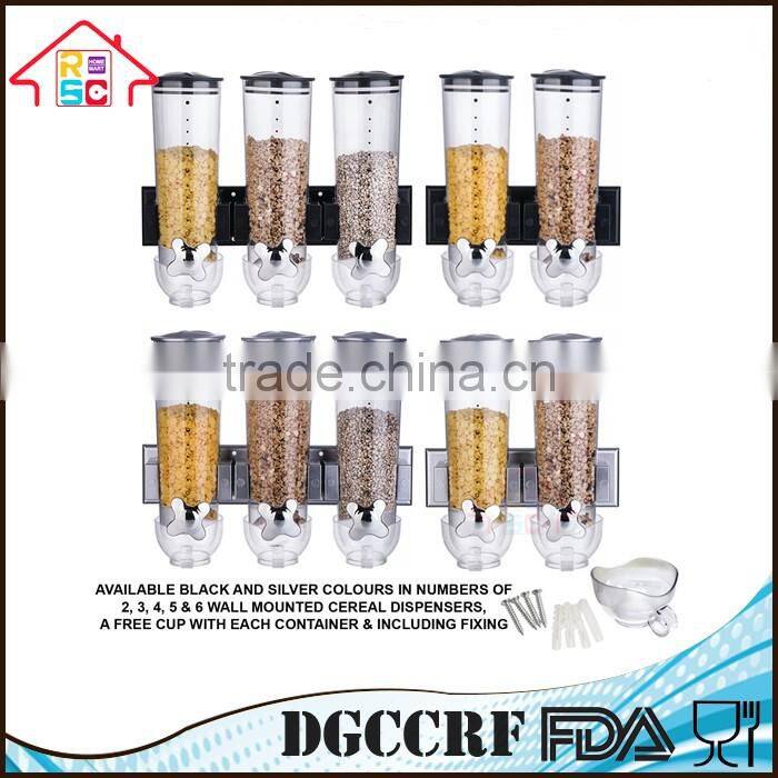 NBRSC Plastic Cheap Double/Triple Wall Mounted Home Breakfast Cereal Dispenser Bulk Food Storage Container for Sale