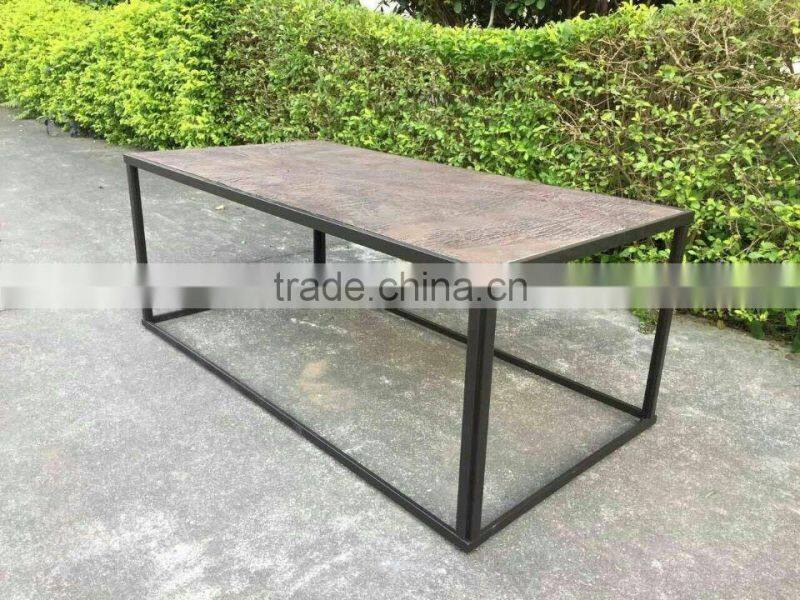 Fiberglass clay wooden look outdoor garden furniture set