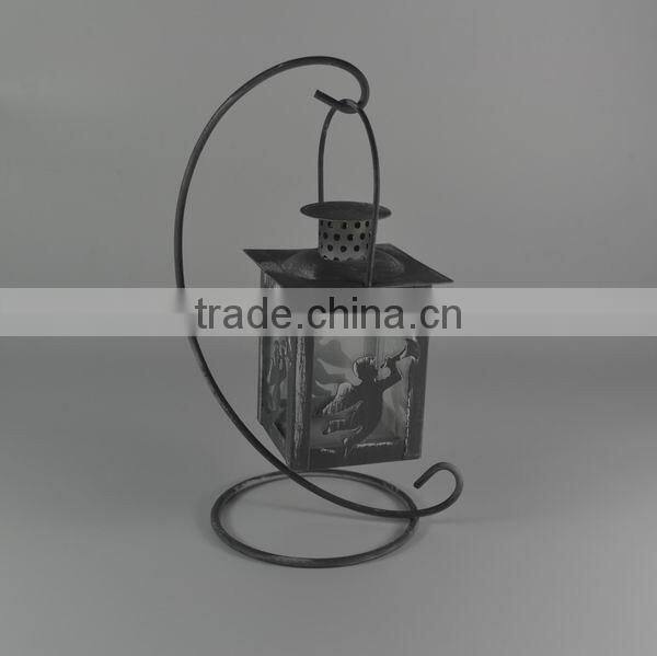 Metal mini christmas lantern with metal stand