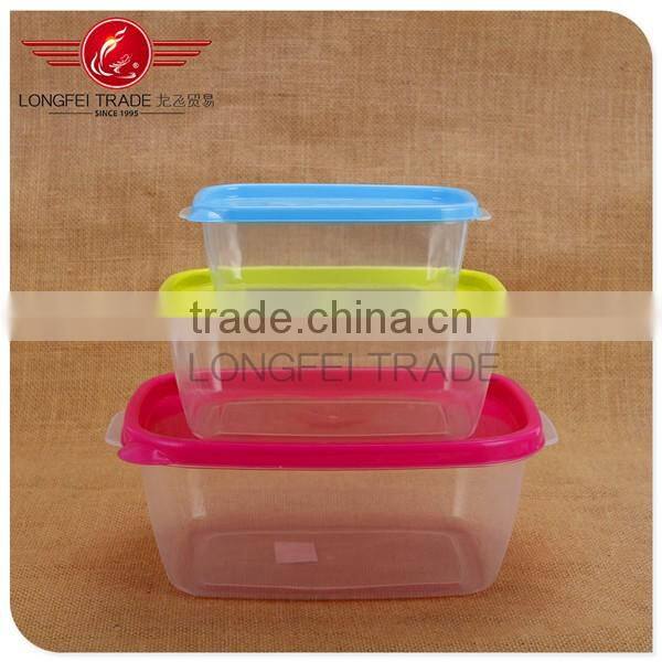 Plastic storage box , Hot selling 3pcs colorful plastic preservation box for sale