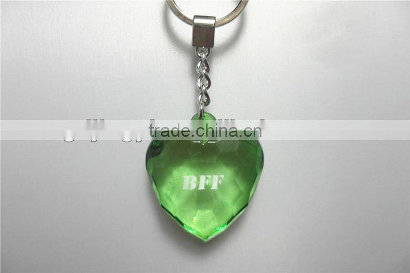 2017 New style acrylic hanging decoration heart shape diamond key ring