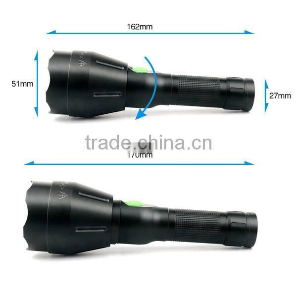 Uniquefire 1603 zoom function rechargeable USB tactical flashlight