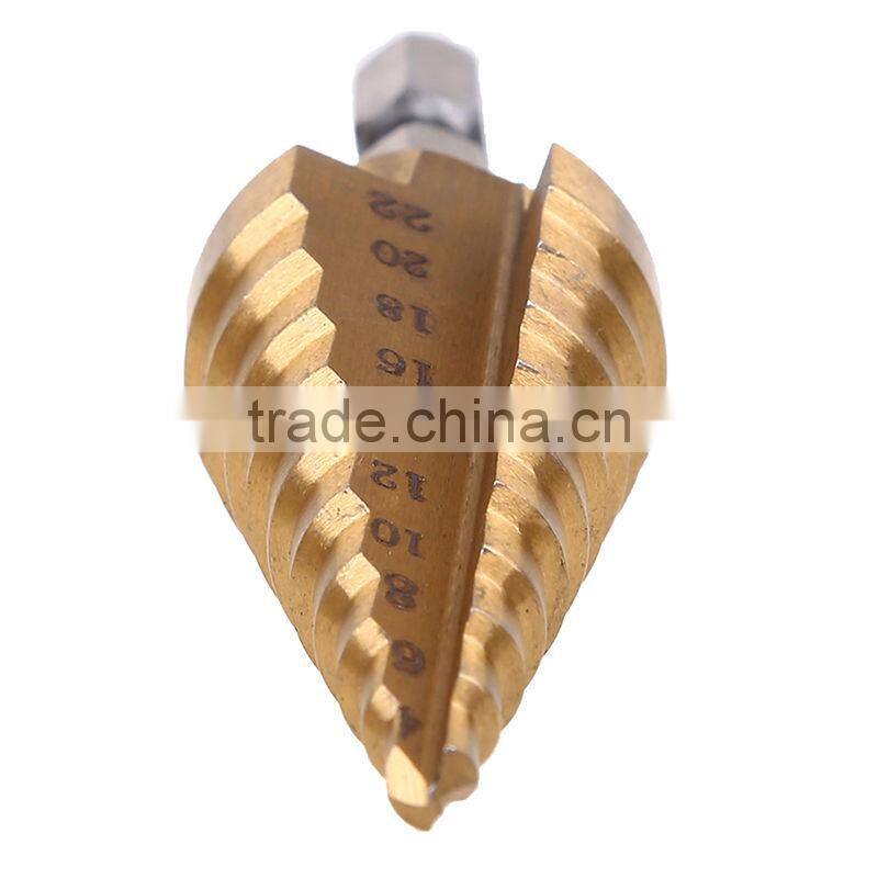 Metal drilling round shank straight flute hss step drill bit set