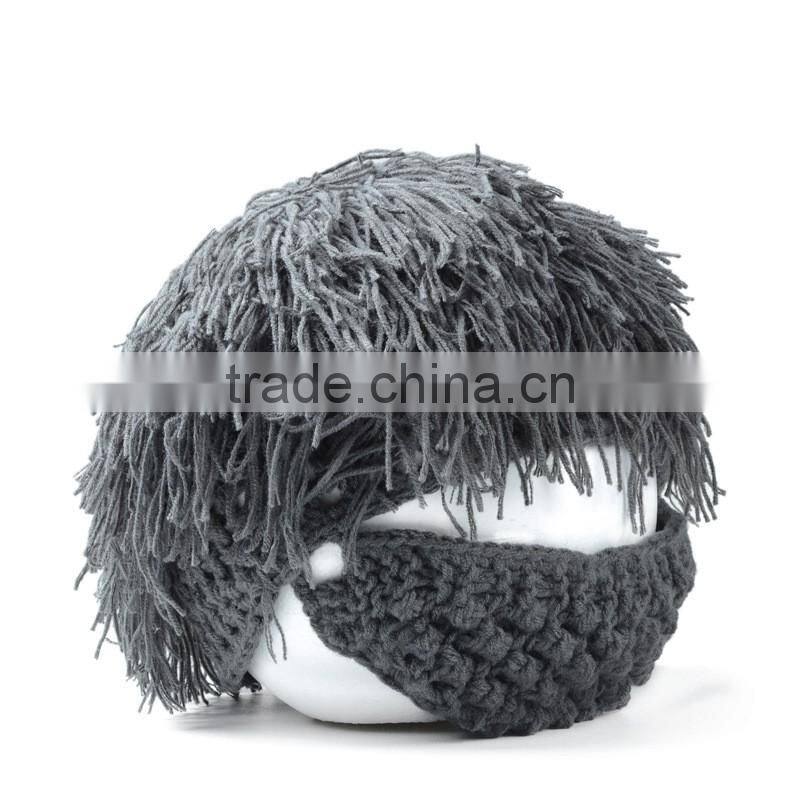 hot sale Knit Crochet Hat Wig Mustache Cap Beard beard beanie hats