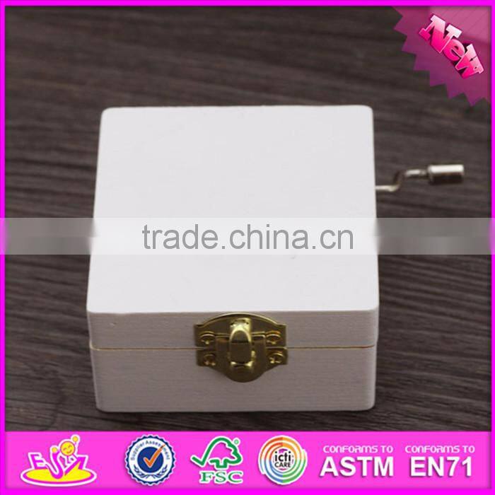 handmade hand crank cartoon wooden metal music box W07B032-S