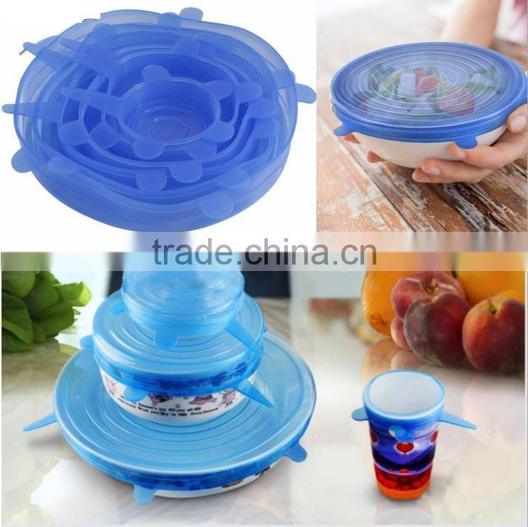6 packs FDA approved Silicone strech Lids, silicone suction lid