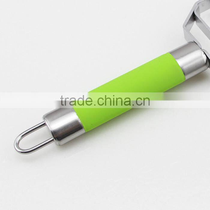 Hot Sale Two Blades Green Rubber Handle Peeler
