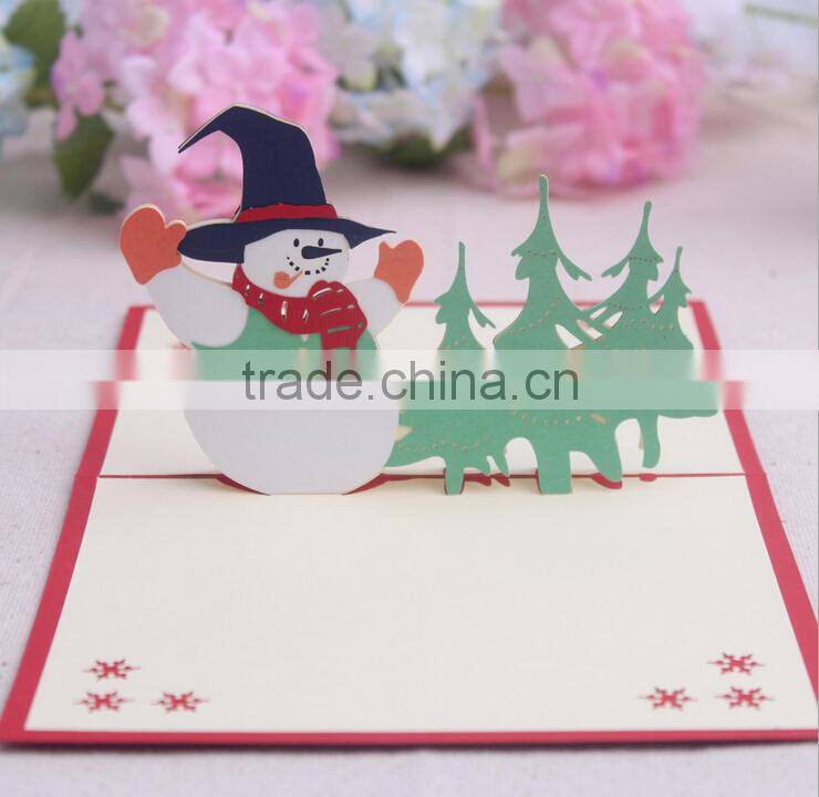 3D Christmas Snowman Christmas Tree Greeting Cards Handmade Christmas Decoration Greeting Card Wholesale