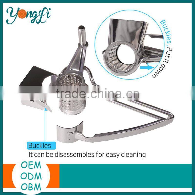 Vegetable Cheese Cutter Slicer Shredder with 3 Interchanging Rotary Ultra Sharp Cylinders Stainless Steel Drums & Slicer