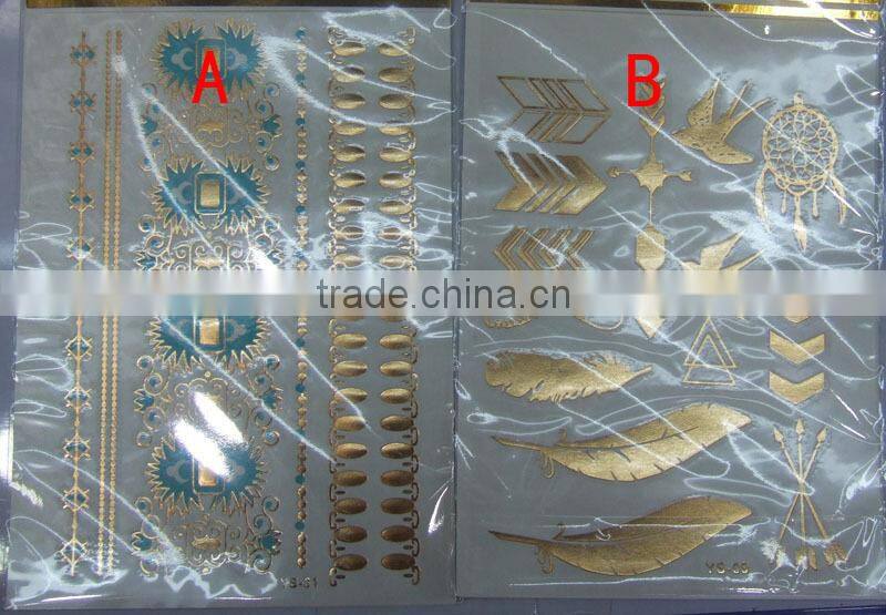 T001-016 Women Beauty Body Art Tattoo Gold Sexy Glitter Bracelet Tattoo Sticker