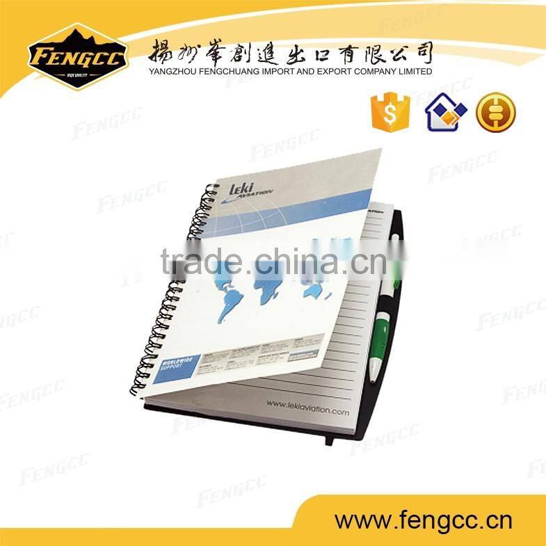 Promotion cheap cardboard paper cover spiral notebook with color sticky inner