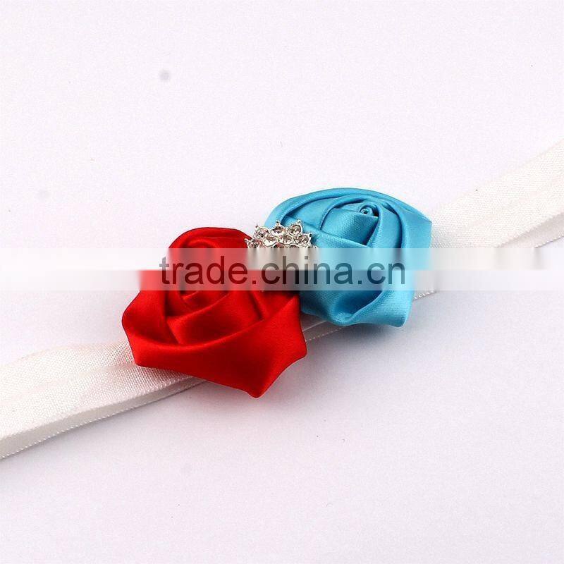 rolled handmade rose flower headband satin flower hair band