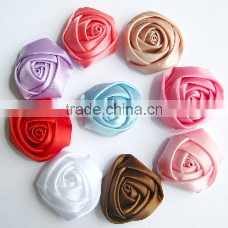 handmade satin rose flower headband for kids hair accessories