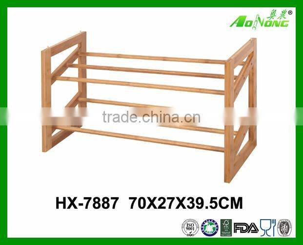 Wholesale Simple 2 Tier Outdoor Folding Bamboo Shoe Rack