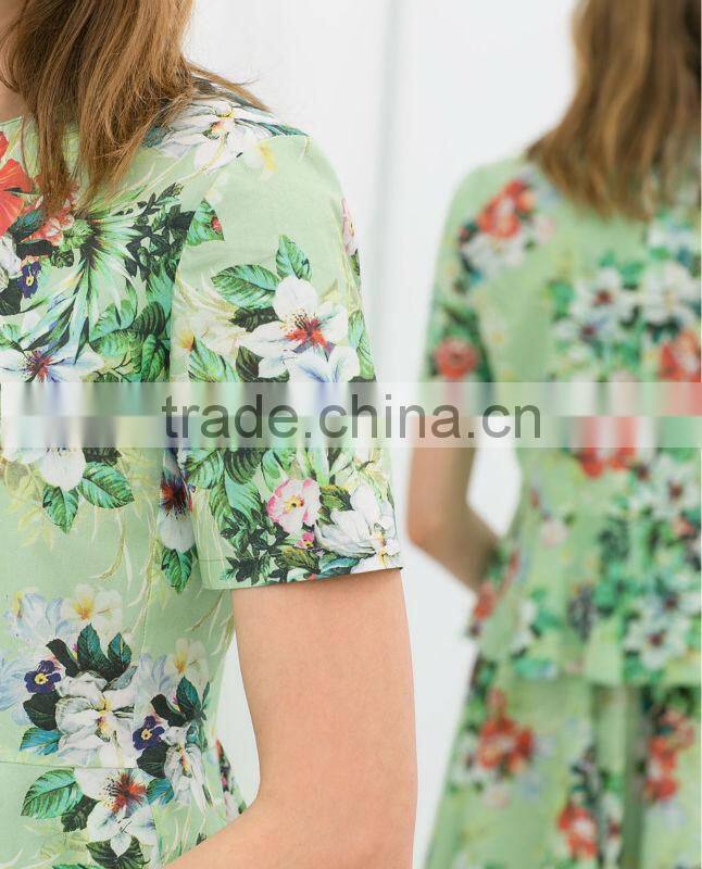 New round-neck joint wavy printing top