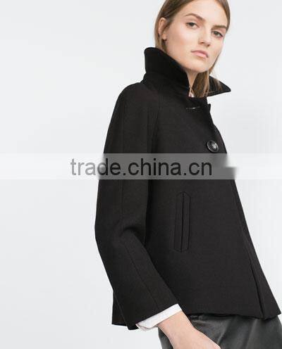 2015high quality fashionable black winner women's cloak coat