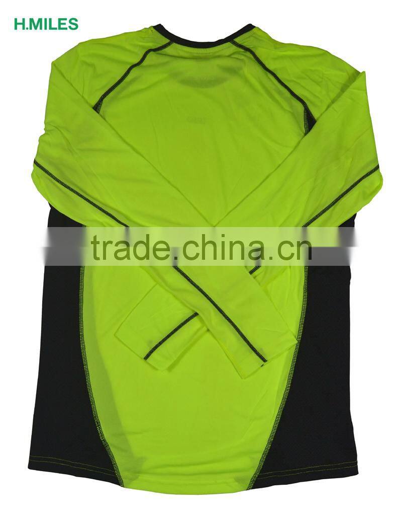 Sport plain sublimation gym running tights wear custom blank long sleeve compression shirt