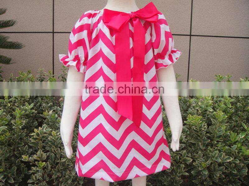 Wholesale fashion baby clothes chevron dress/smocked dress for the kids