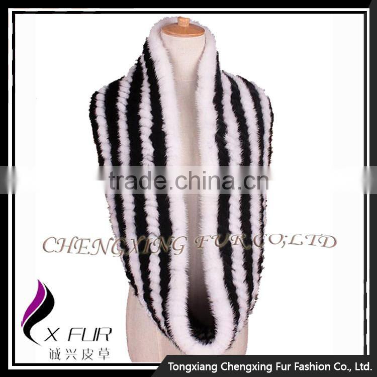 CX-S-170C 2017 Winter Fashion Accessories Knitted Snood Scarf Mink Fur Scarf