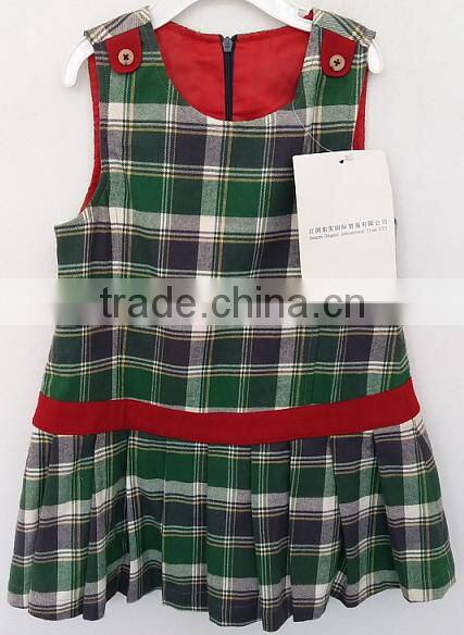 lovely baby girls colorful plaids cotton sleeveless dress for Summer