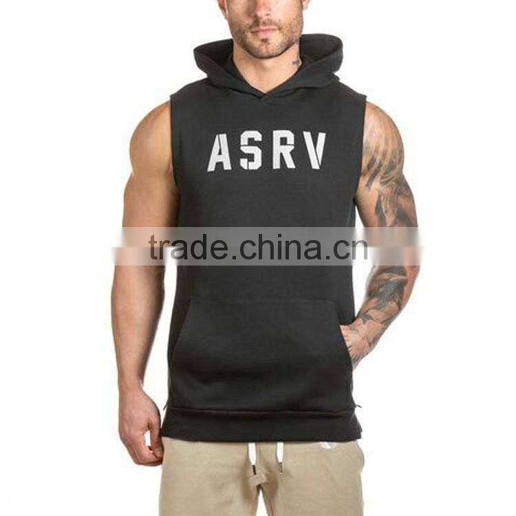 2016 Hooded sleeveless undershirt cotton sport vest waistcoat sleeveless tank top mens fitness hoodies sweatshirts