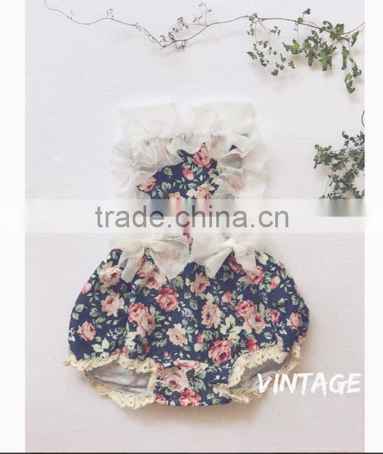 Factory OEM Service Baby Clothes Toddler Clothing Floral Lace Tulle Rompers