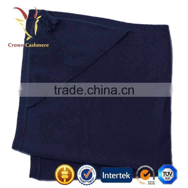 Wholesale Knitted Kid Cashmere Throw Blanket With Fringe