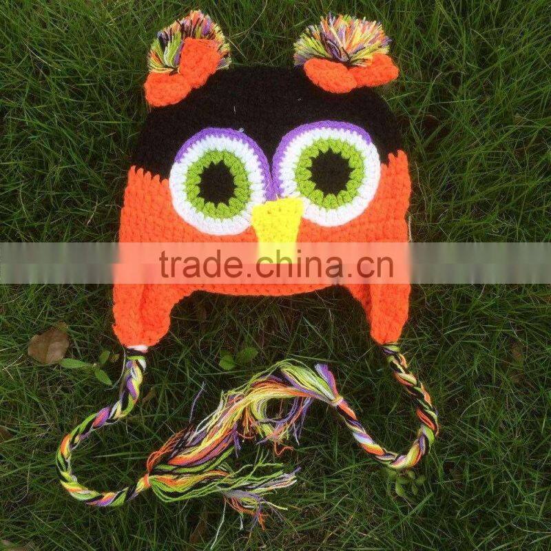 Multicolor Baby Hat for holiday owl hat Cap with ear flap Animal Style Infant Toddler holiday Handmade hat For Girls and Boys
