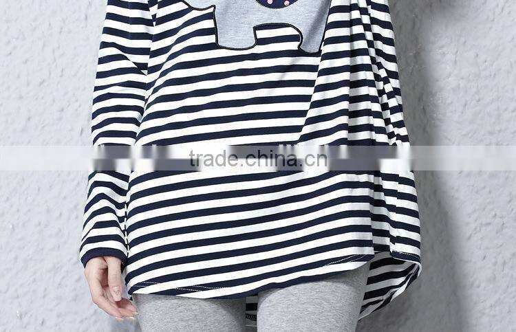 Autumn T-shirt, maternity T-shirt, big size T-shirt, long sleeve stripe T-shirt