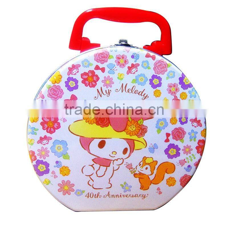 wholesale custom printed kids tin lunch box with plastic handle