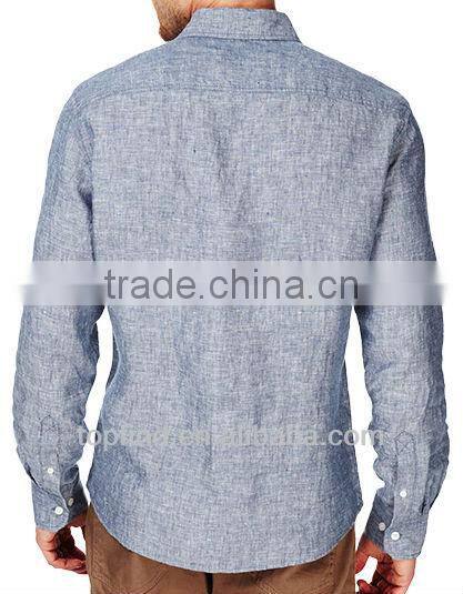 100% Leisured linen jeans style long sleeve Men shirts
