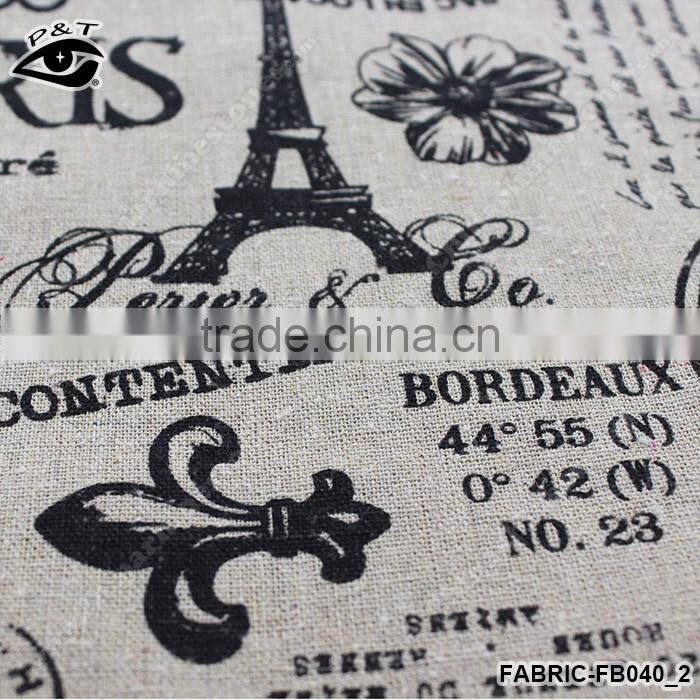 Classical Fabric printing Paris Linen Cotton Fabric 100% Linen Fabri Cotton Fabric for Home Textile Curtain