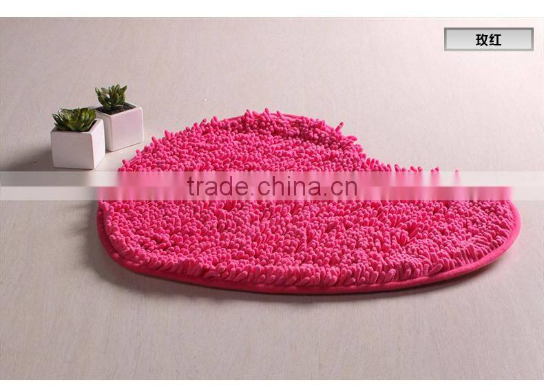 heart chenille bath mat/bath rug with latex backing