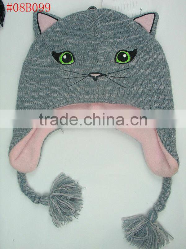 carton knitted cap with braid earflap