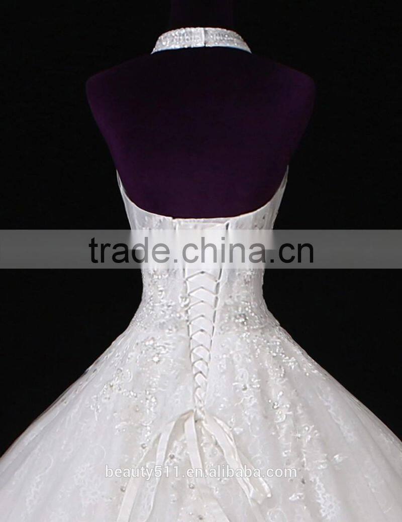 Sleepless Halter elegance mermaid sexy lace prom gowns elegance wedding dress bridal for bride V-neck bridal dress 2017 BS38