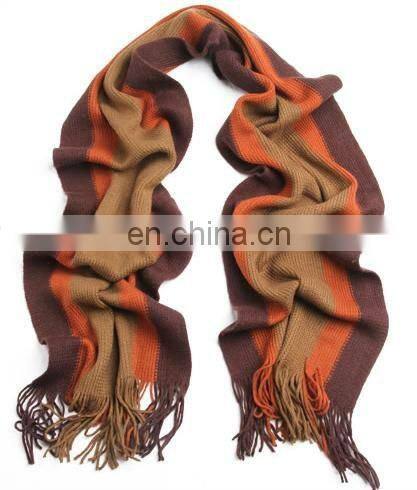 2015 China design beautiful fashion knitted stirped warp knitted scarf brushed