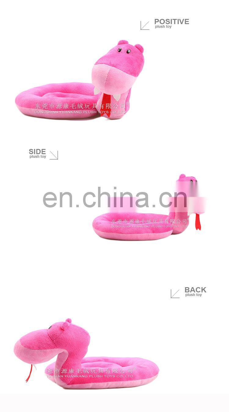 Custom promotional animal shape snake plush cushion