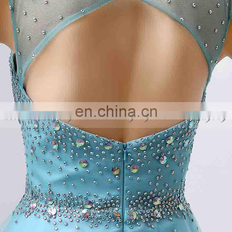 Wholesale Cap Sleeve Open Back Crystal Beaded Short Cocktail Dress Party Dresses AJ032