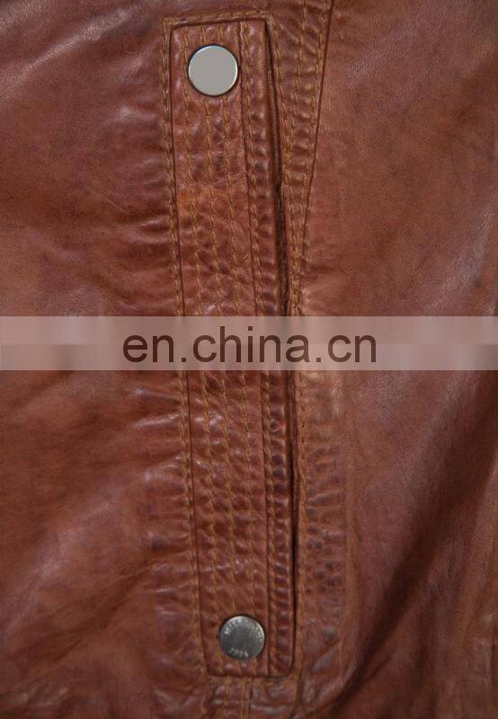 Stand-up collar with decorative loops Leather jackets