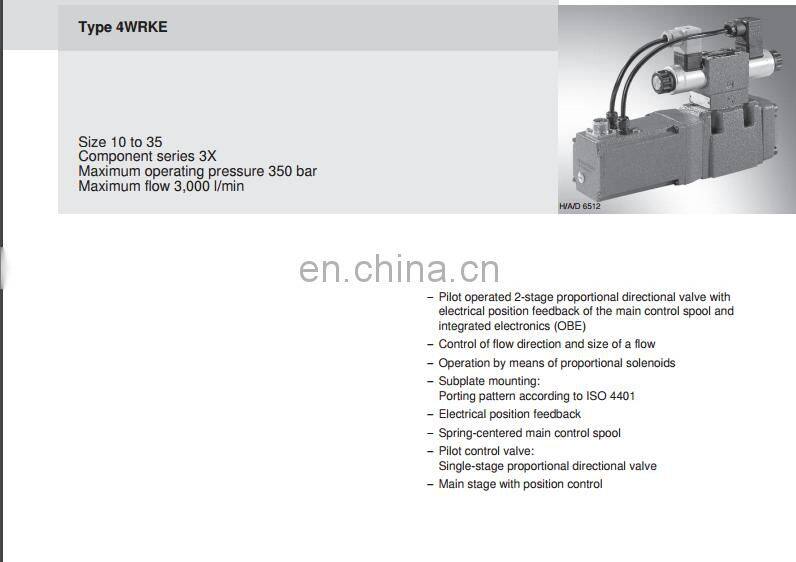 Rexroth 4WRKE of 4WRKE10,4WRKE16,4WRKE25,4WRKE32 hydraulic valve,proportional directional valve